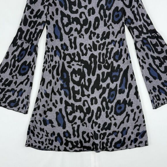 JOHN + JENN Small Leopard print Knit sweater dress Flare Sleeves - Picture 6 of 16
